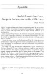« André Leroi-Gourhan, Jacques Lacan, une nette différence » Revue du Littoral 1992 n°36, 161-178